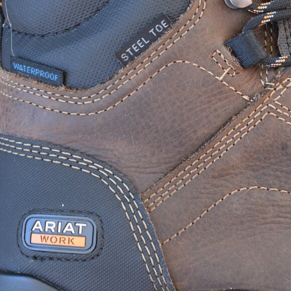 Ariat Leather Treadfast 6" Waterproof Steel Toe Work Boot Style# 10034673 - 10 - Picture 9 of 11